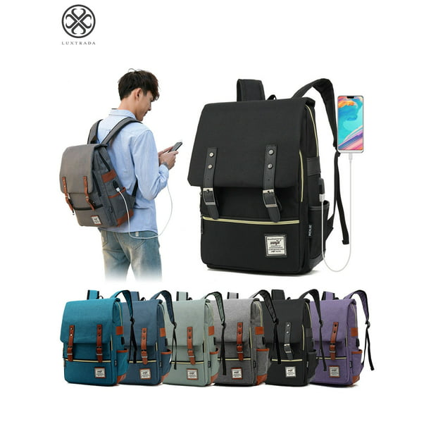 MenS Military Canvas Backpack Zipper Rucksacks Laptop Travel Shoulder Mochila Notebook Schoolbags Vintage College School Bags 